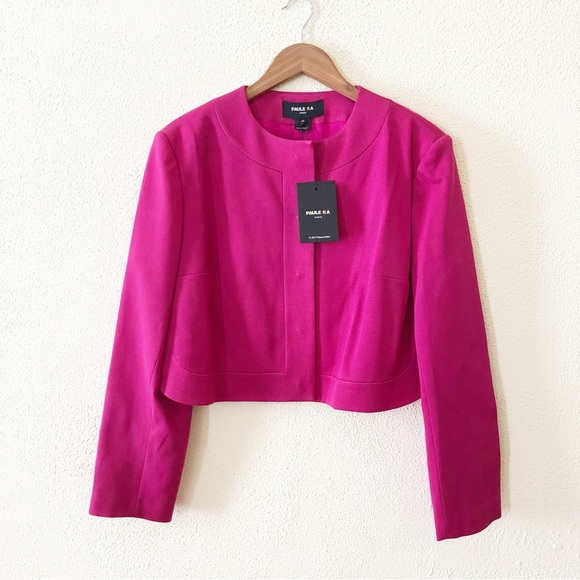 NWT Paule Ka Cropped Ottoman Stretch Jacket in Fuschia 14 - Picture 5 of 9